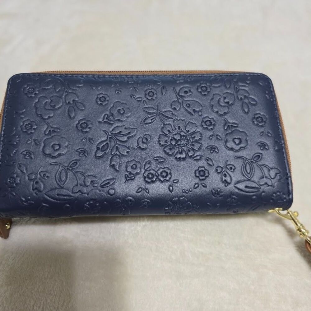 Stone Mountain Blue And Brown Faux Leather Phone Wristlet Pocket for Large Phone - Picture 4 of 8